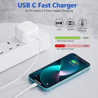 For I Phone 14 13 12 11 Pro Mini XR XS MAX Fast Charging USB-C PD Plug Charger Cable