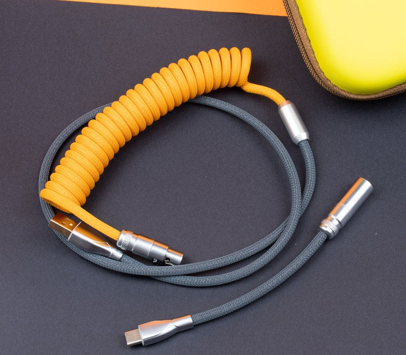 USB Mechanical Keyboard Cable Spiral Spring Type Mini Double C