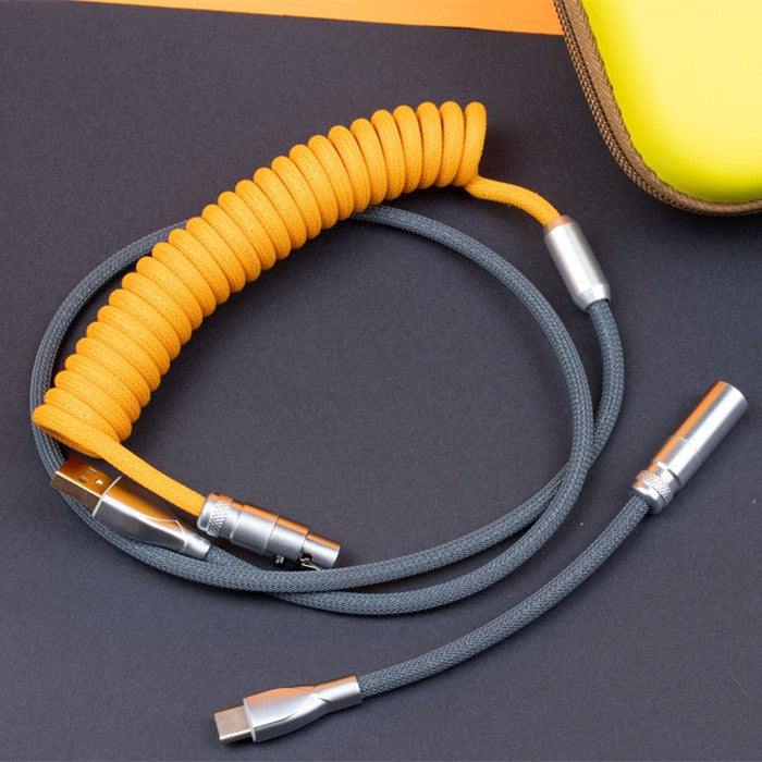 USB Mechanical Keyboard Cable Spiral Spring Type Mini Double C